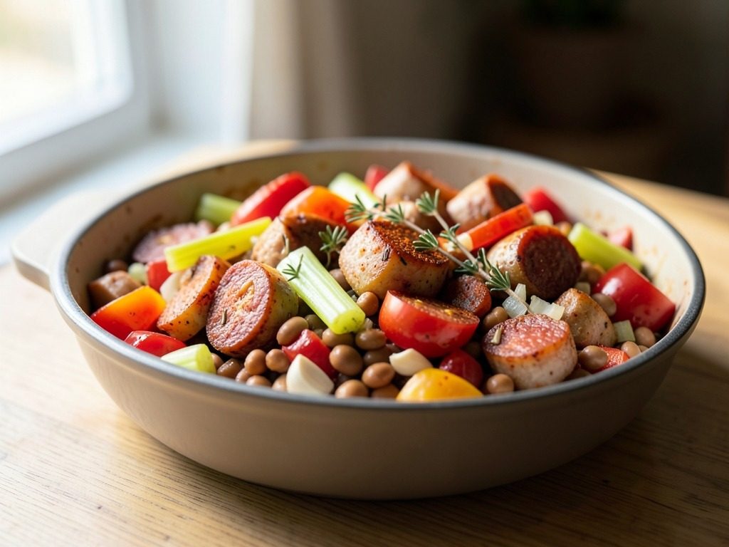 Sausage, chorizo & bean casserole