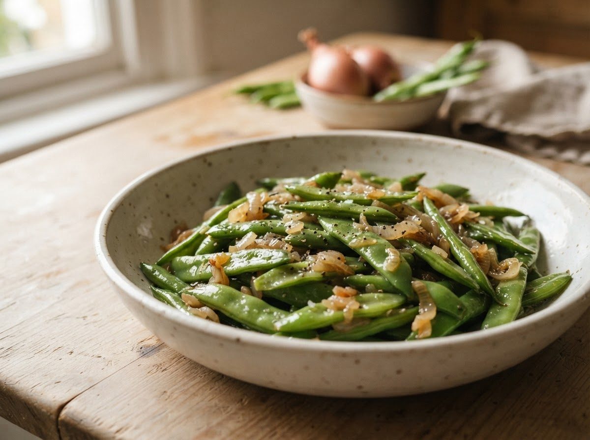Buttery runner beans with shallots