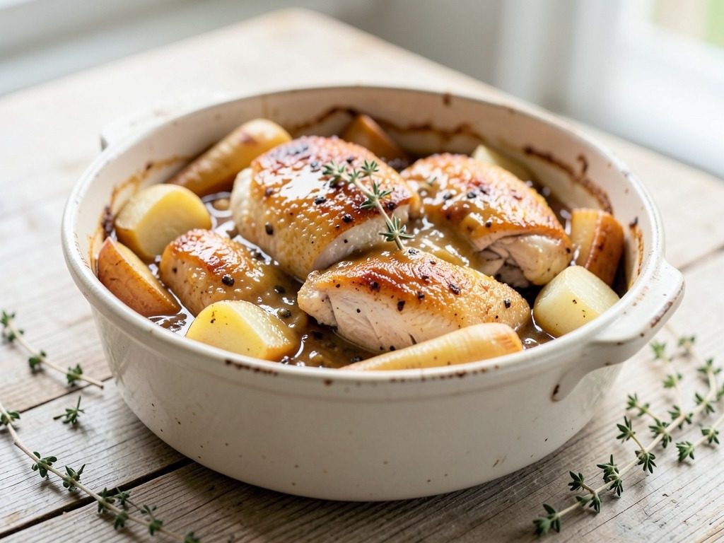 Honey mustard chicken casserole with parsnips