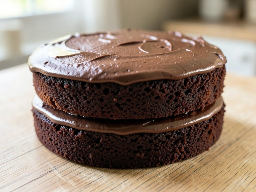 Two-layer chocolate fudge cake