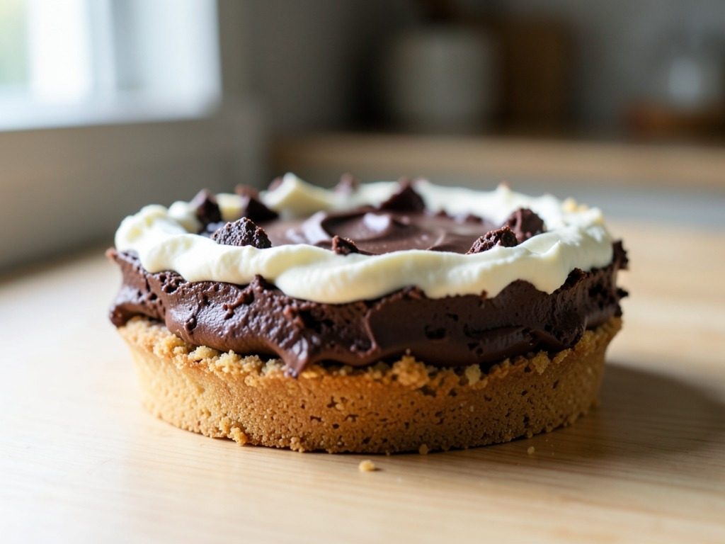 Chocolate cream tart with a biscuit base