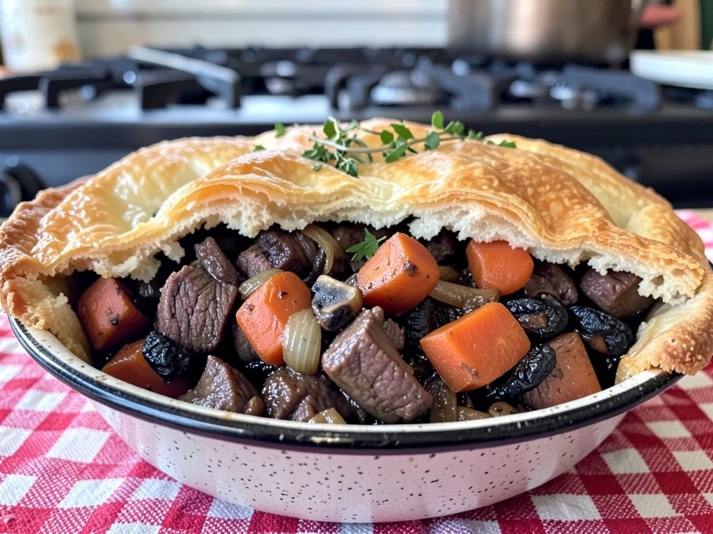 Steak, ale & mushroom pie