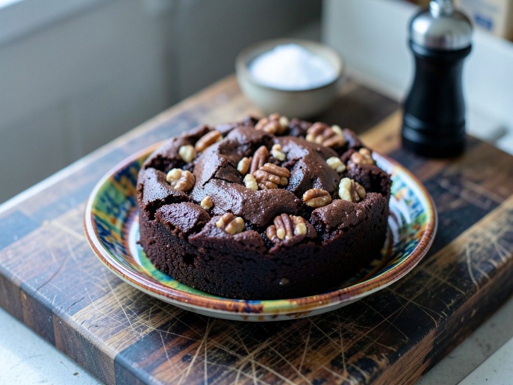 Chocolate brownie cake with pecans