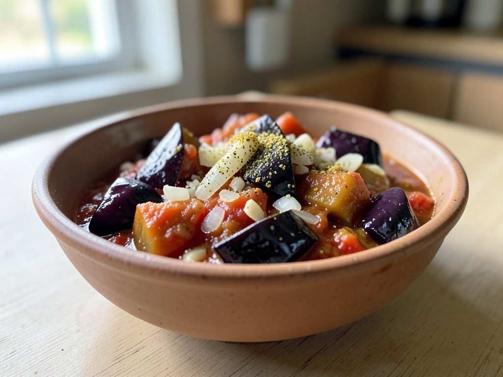 Roasted aubergine & tomato curry