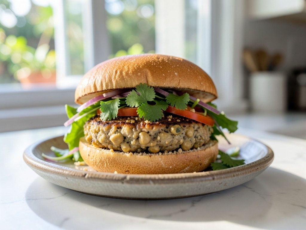 Chickpea & coriander burgers