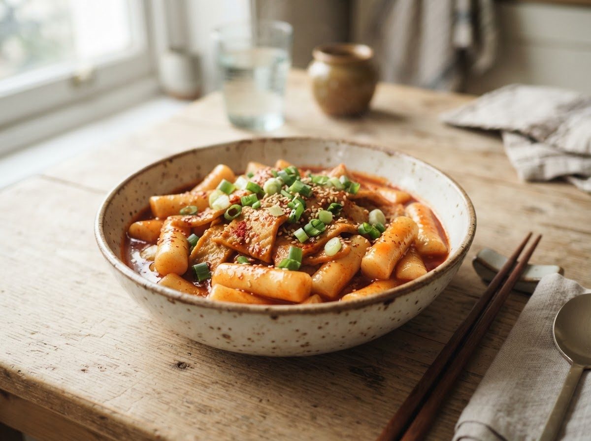 Tteokbokki (Korean spicy rice cakes)