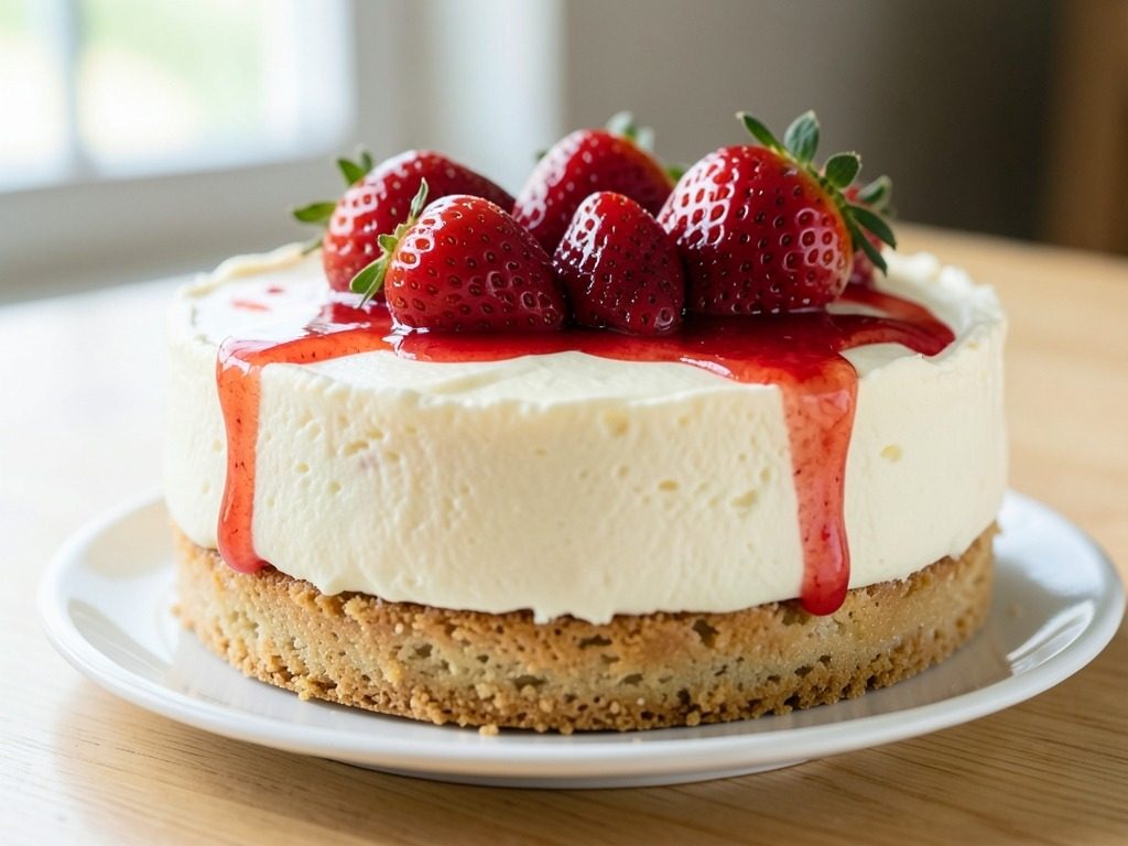 Fırınsız çilekli cheesecake