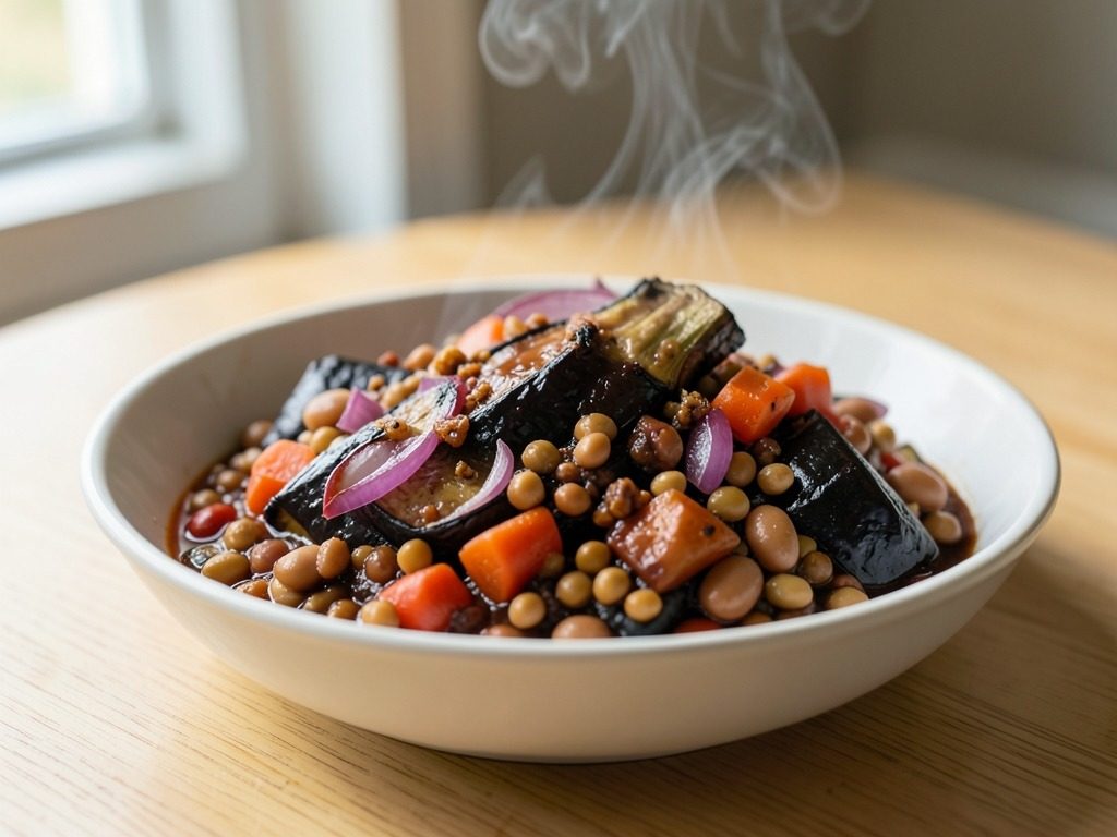 Smoky charred aubergine chilli