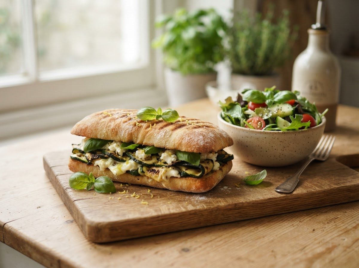 Griddled courgette & goat's cheese ciabatta