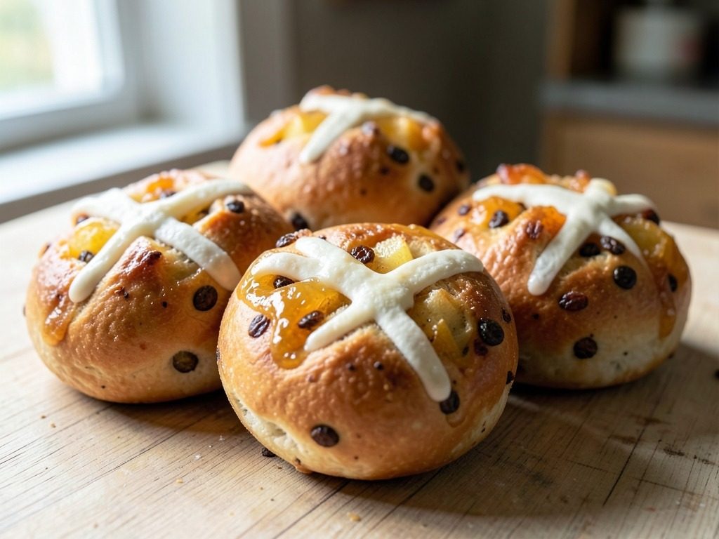 Spiced fruit hot cross buns