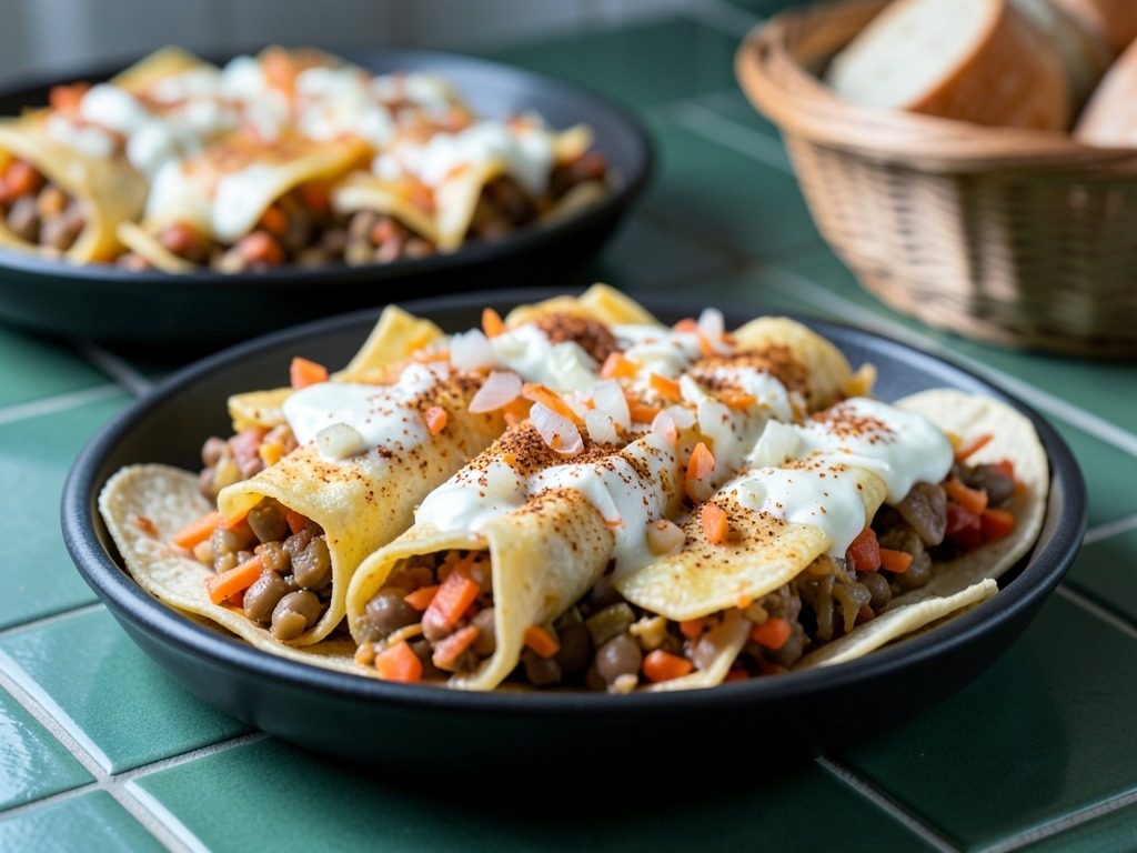 Peynirli sebzeli ve fasulyeli enchilada