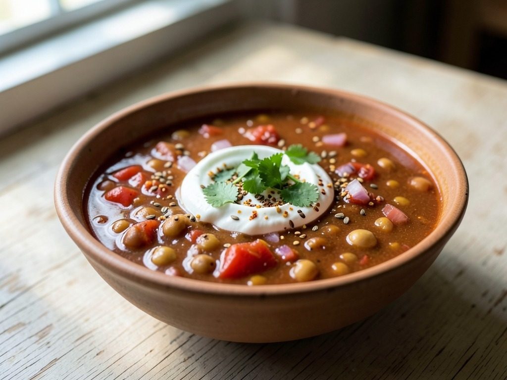 Red lentil, chickpea & chilli soup