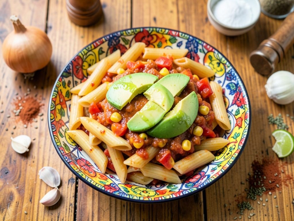 Avokadolu domatesli penne