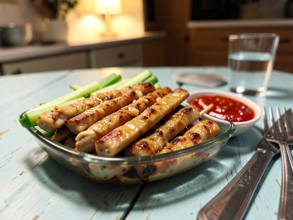 Fıstıklı tavuk satay şeritleri
